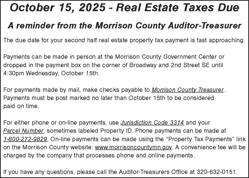 MC Real Estate Tax Reminder